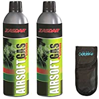 Outletdelocio. Pack 2 Botellas Gas + Siliconas de 750 ml para Pistolas de Airsoft Que Funcionan por Gas + Funda…